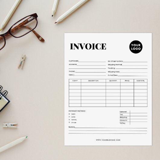 Minimalistische zakelijke factuur notitieblok