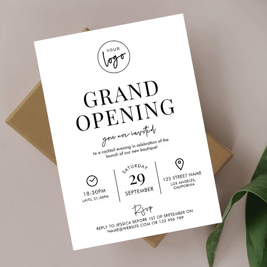 Minimalistische zakelijke Grand Opening Modern Log Kaart