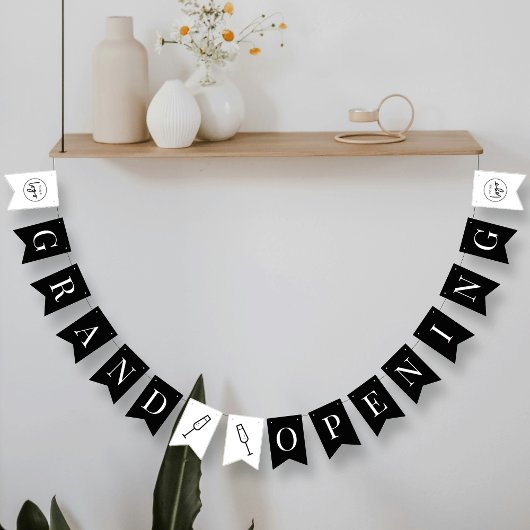 Minimalistische zakelijke Logo Grand Opening Promo Vlaggetjes