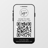 Minimalistische Zakelijke Logo Scan Prijslijst QR  Raamsticker (Vel)