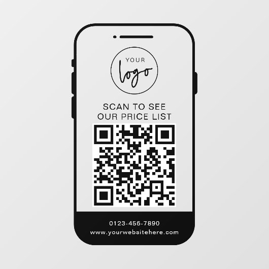 Minimalistische Zakelijke Logo Scan Prijslijst QR  Raamsticker (Vel)