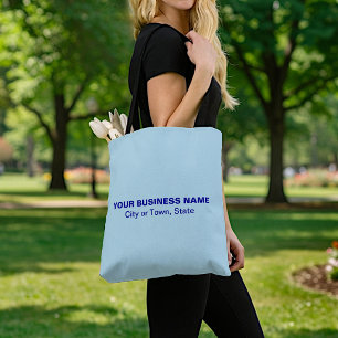 Minimalistische zakelijke merktekst in lichtblauw tote bag