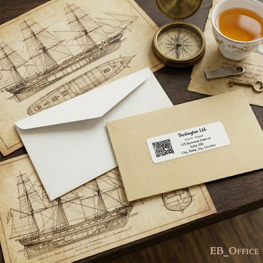 Minimalistische zakelijke QR-code in wit adreslabe Etiket