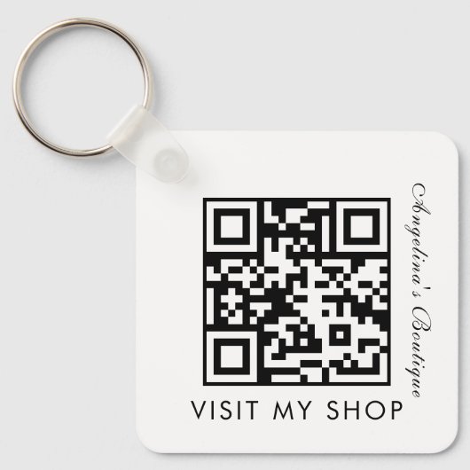 Minimalistische zakelijke QR-codecijfer, monogramm Sleutelhanger (Voorkant)