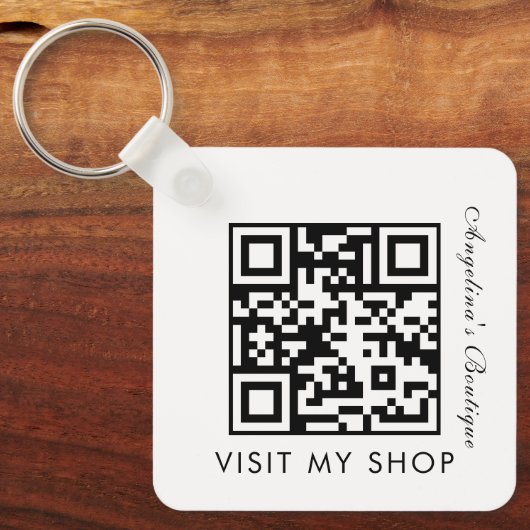 Minimalistische zakelijke QR-codecijfer, monogramm Sleutelhanger (Voorkant)