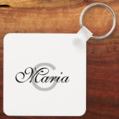 Minimalistische zakelijke QR-codecijfer, monogramm Sleutelhanger (Achterkant)