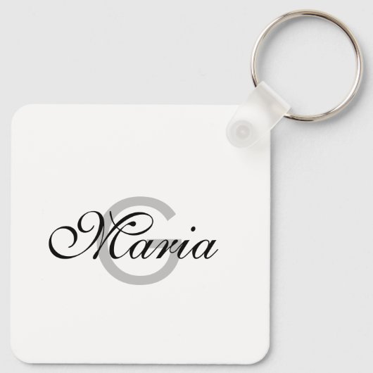 Minimalistische zakelijke QR-codecijfer, monogramm Sleutelhanger (Achterkant)