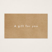 Minimalistische Zakelijke Rustieke Kraft Cadeaubon Visitekaartje (Voorkant)