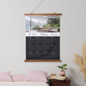 Minimalistische Zakelijke Zwart-wit 2024 Agenda Hangend Wandkleed (Slaapkamer)