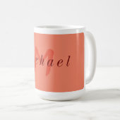 Minimalistische zalm en donkerrood Initiaal Koffiemok (Voorkant rechts)