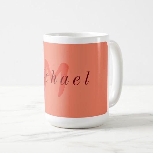 Minimalistische zalm en donkerrood Initiaal Koffiemok (Voorkant rechts)