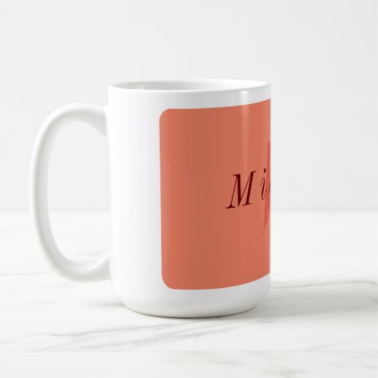 Minimalistische zalm en donkerrood Initiaal Koffiemok (Links)