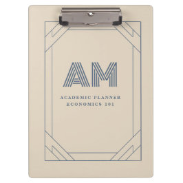 Minimalistische Zandbeige en Leisteenblauwe Monogr Klembord