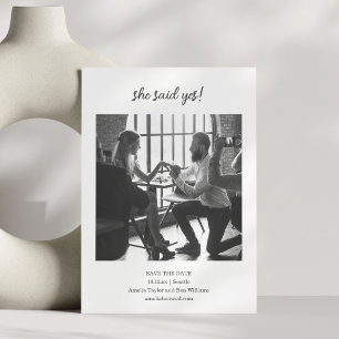 Minimalistische Ze Zei Ja Foto Plezierige Huwelijk Save The Date