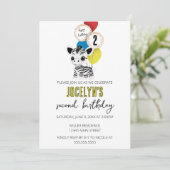 Minimalistische Zebra verjaardagsfeestuitnodiging Kaart (Staand voorkant)