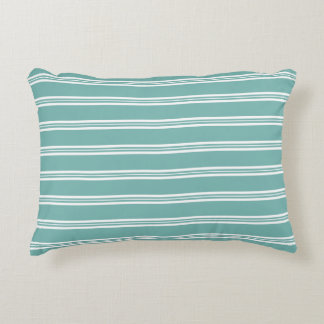 Minimalistische Zee-groene en witte strepen Accent Kussen