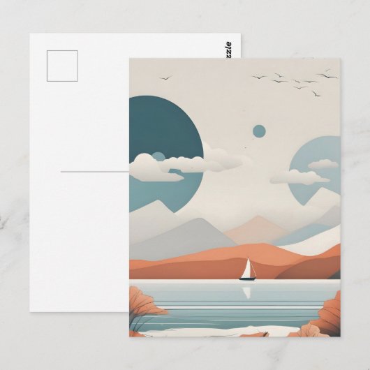 Minimalistische zee kunst briefkaart (Voorkant / Achterkant)