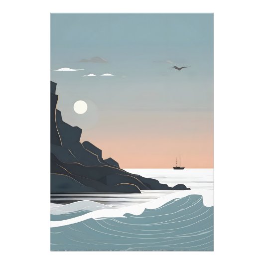 Minimalistische zee kunst foto afdruk (Voorkant)