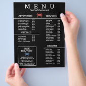 Minimalistische zeebanket-krabgrill restaurantmenu flyer (Hand)
