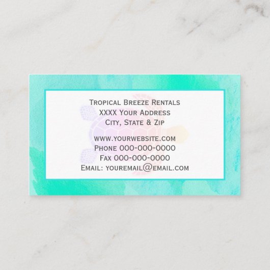 Minimalistische Zeeen schildpad met kustachtergron Visitekaartje (Achterkant)