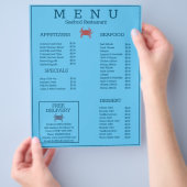 Minimalistische zeekragrill restaurant menukaart D Flyer (Hand)