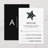 Minimalistische zeester-huwelijksreactiekaart RSVP kaartje (Voorkant / Achterkant)