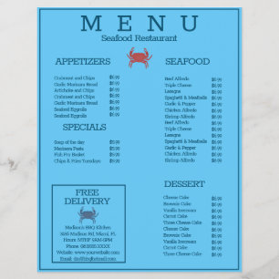 Minimalistische zeevruchten krab grill restaurant flyer