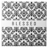 Minimalistische ZEGEN, zwarte bloemen Tegeltje (Voorkant)