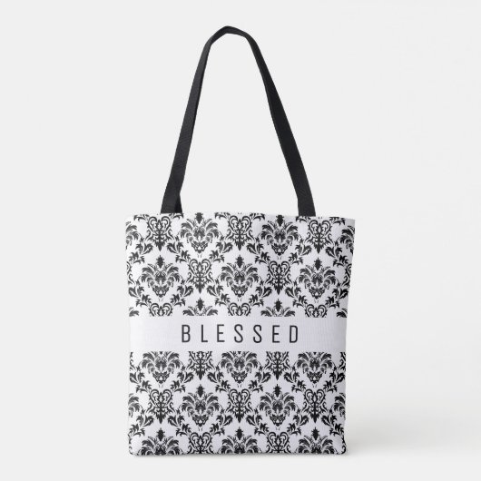 Minimalistische ZEGEN, zwarte bloemen Tote Bag (Achterkant)