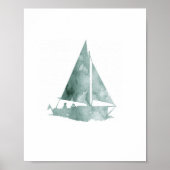 Minimalistische zeilboot Aquarel Art Print (Voorkant)