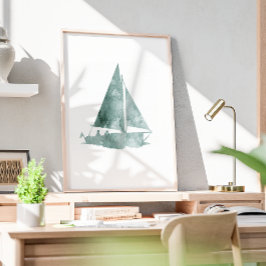 Minimalistische zeilboot Aquarel Art Print