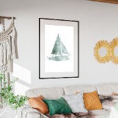 Minimalistische zeilboot Aquarel Art Print