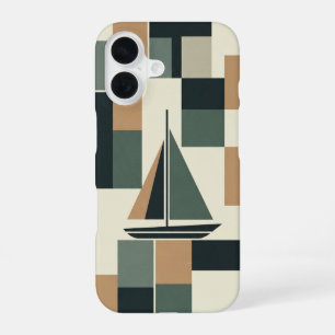 Minimalistische zeilboot in vintage stijl iPhone 16 hoesje