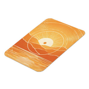 Minimalistische Zen Berg Oceaan Retro Zonsondergan Magneet