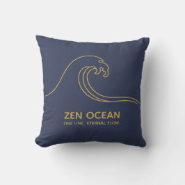 Minimalistische Zen-golf - Abstracte oceaangolflij Kussen