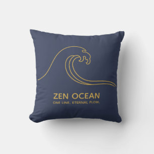 Minimalistische Zen-golf - Abstracte oceaangolflij Kussen