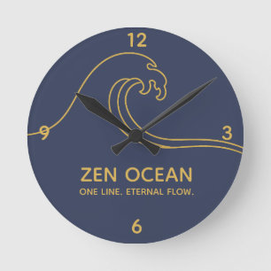 Minimalistische Zen-golf - Abstracte oceaangolflij Ronde Klok