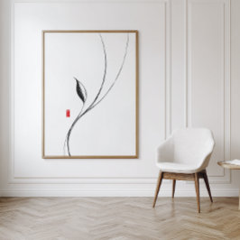 Minimalistische zen Leaf - Japanse inkt Art Print Perfect Poster