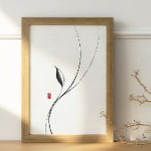 Minimalistische zen Leaf - Japanse inkt Art Print Perfect Poster