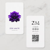 Minimalistische Zen Lotus Yoga Wellness Qr Code Visitekaartje (Voorkant / Achterkant)