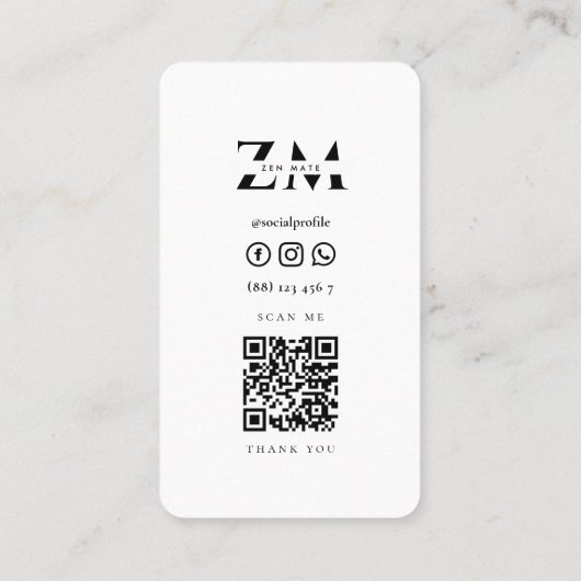 Minimalistische Zen Lotus Yoga Wellness Qr Code Visitekaartje (Achterkant)