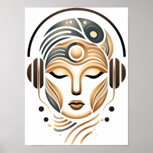 Minimalistische Zen Muziek Godin Geometrisch Abstr Poster