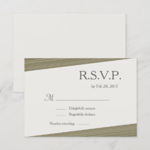 Minimalistische zen olijfgroen grijze strepen rsvp kaart