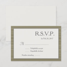 Minimalistische zen olijfgroen grijze strepen rsvp kaart