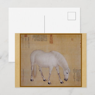 Minimalistische Zen Witte Paard - Traditionele Sch Briefkaart