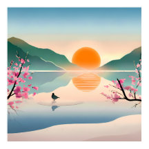 Minimalistische Zen Zonsopgang Meer Uitgerekte Can