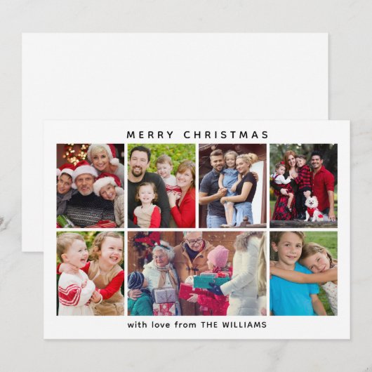 Minimalistische zes foto's aangepaste kerstkaart v (Voorkant / Achterkant)