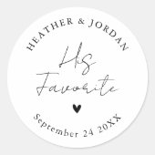 Minimalistische zijn favoriete trouwfeest gunsten  ronde sticker (Voorkant)
