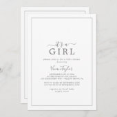 Minimalistische zilver Het is een meisje Baby show Kaart (Voorkant / Achterkant)