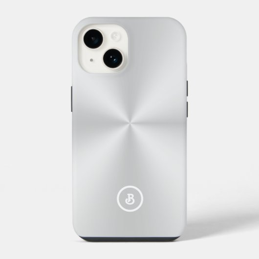 Minimalistische Zilveren Afbeelding, Monogram iPhone Hoesje (Achterkant)